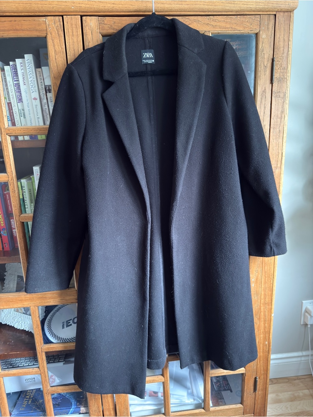 ZARA Black Long Oversized Coat Size XL